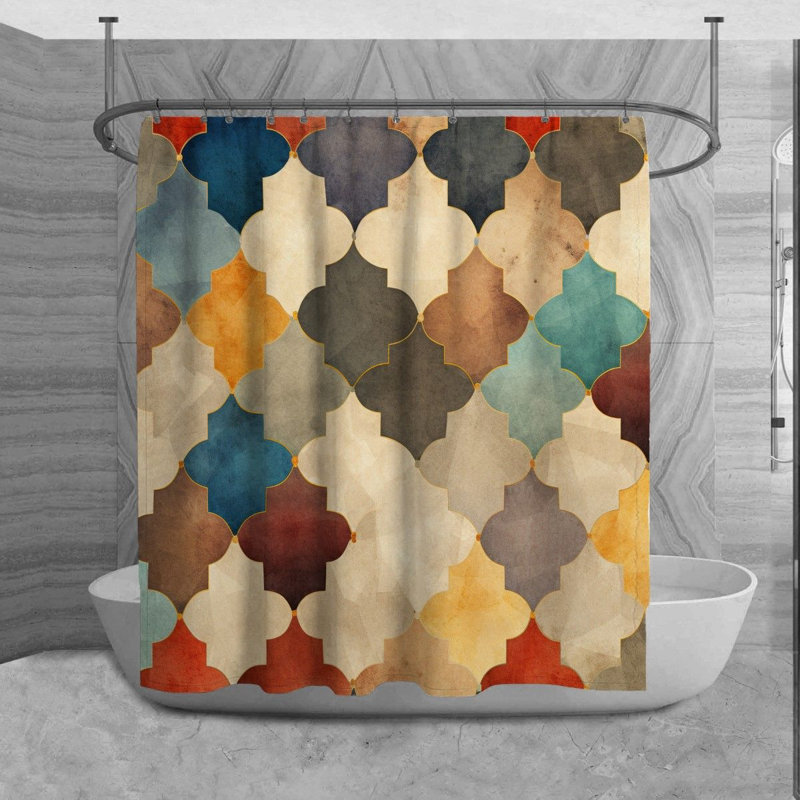 Rideau de douche à motif géométrique Tanaki, H 73 po x l 70 po