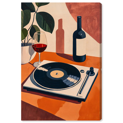 Vinyl and Wine Canvas by Art Remedy