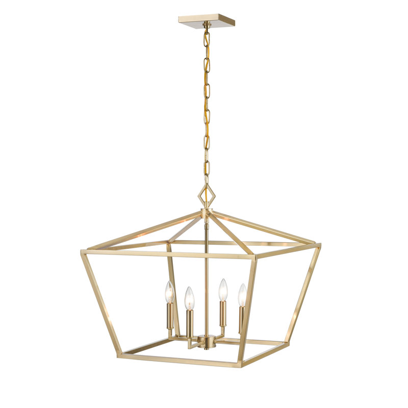 Lustre géométrique à 4 lumières Poisson, Doré, H 21 po x l 23 po x P 23 po