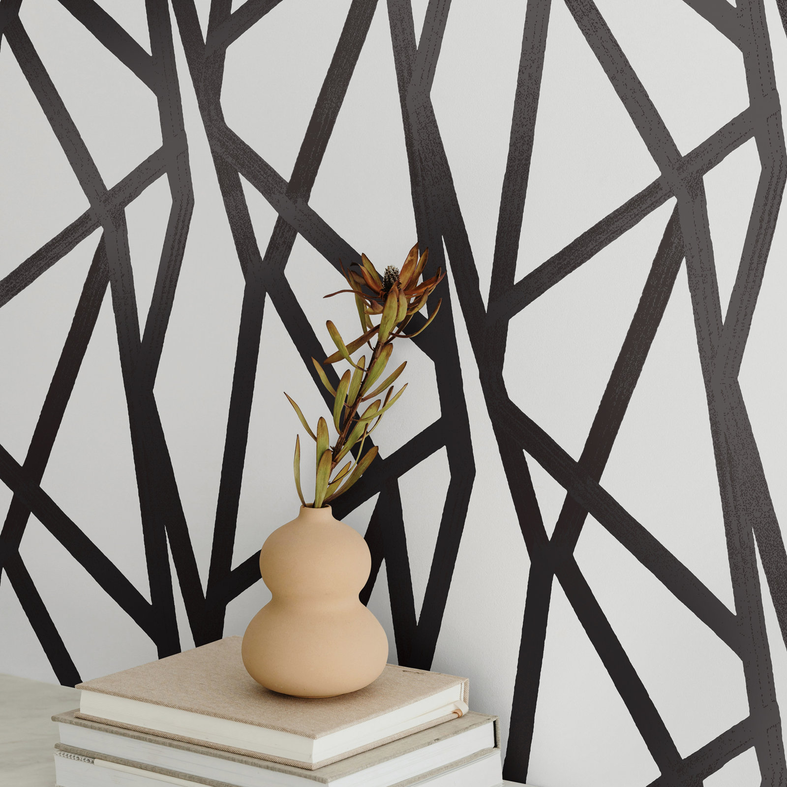 Huey Self-Adhesive Wallpaper Roll, 16.5" L x 20.5" W, Black/White