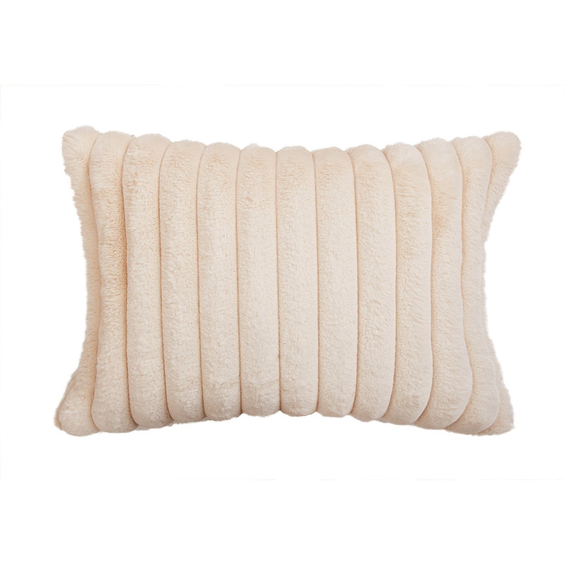Faux Fur Lines Rectangular Pillow Cover & Insert, Cream