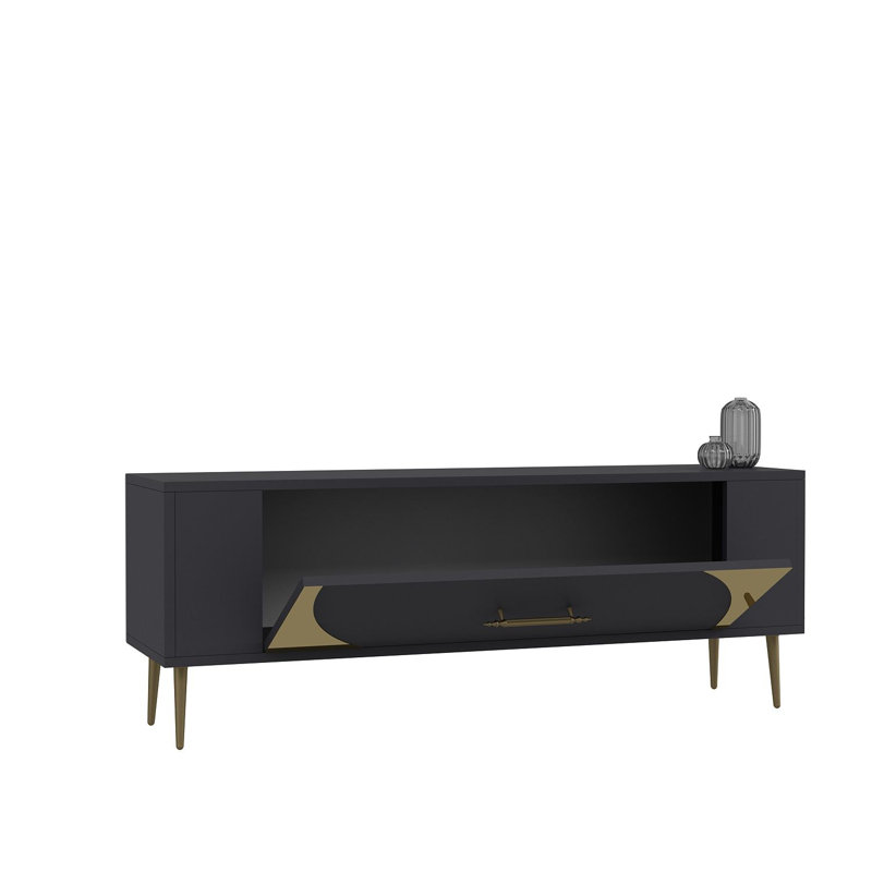 Olivia Unfinished TV Stand, Grey/Gold, 120cm