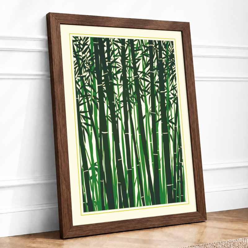 Bamboo Stand Japandi - Framed Print, Walnut, A1 - 84.1 x 59.4 cm