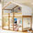 Twin Over Twin Solid Pine Wood Bunk Bed with Removable Tent - Natural Space-Saving Design-409417507