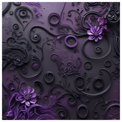 Intricate Purple Floral Canvas Gallery Wrap in Many Sizes
