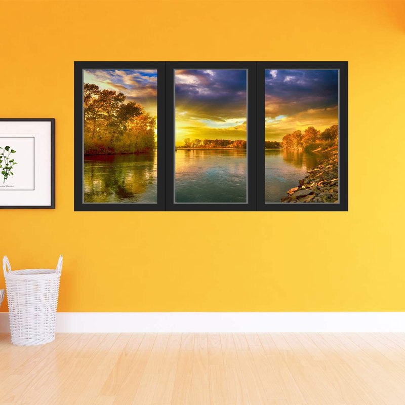 Décalcomanie murale en 3d soleil lake, H 28 po x l 48 po x P 0,7 po