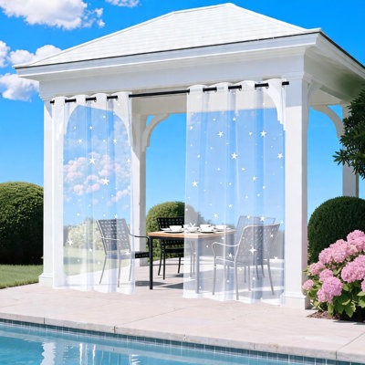 Sheer Outdoor Curtains for Patio, Gazebo, Porch, 52 x 96 Inch, 2 piece (White)