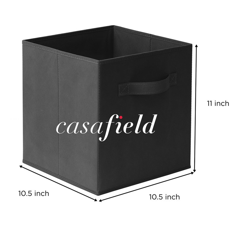 Collapsible Fabric Cubes, 11" Storage Bins (Set of 12), Black