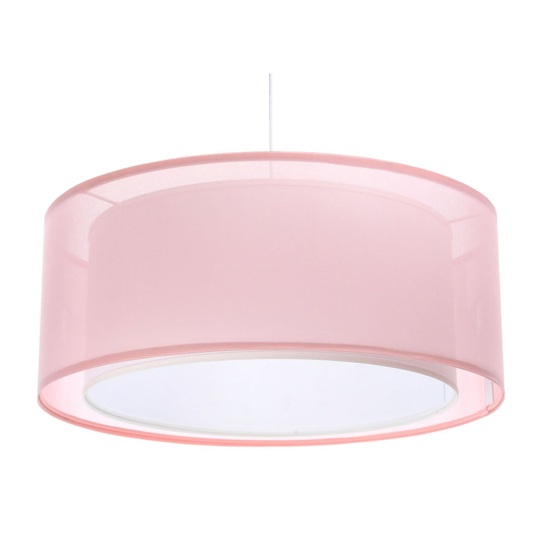 Kizziah 1 - Light White Drum Pendant, Pastel Pink, 107cm H x 60cm W x 60cm D