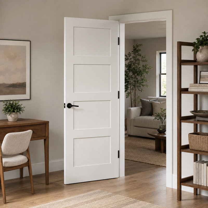 4-Panel Primed Solid Core Shaker Prehung Interior Door