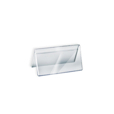 Two Sided Tent Style Clear Acrylic Sign Holder and Nameplate, Size: 6" W x 3" H on each side, 10-Pack