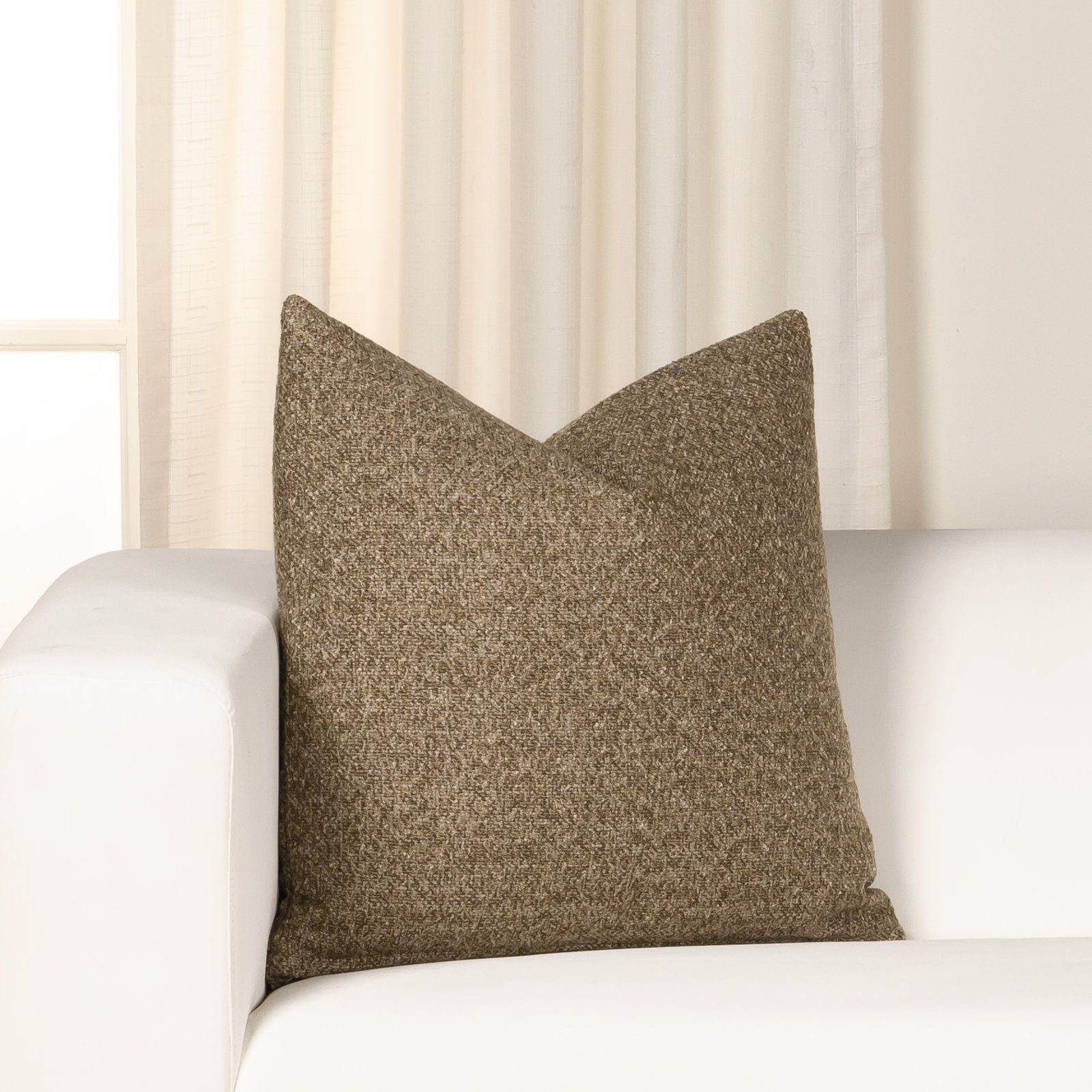 Eevi Hazelnut 20" x 20" Throw Pillow, Polyester, Tan, 
Square 22"