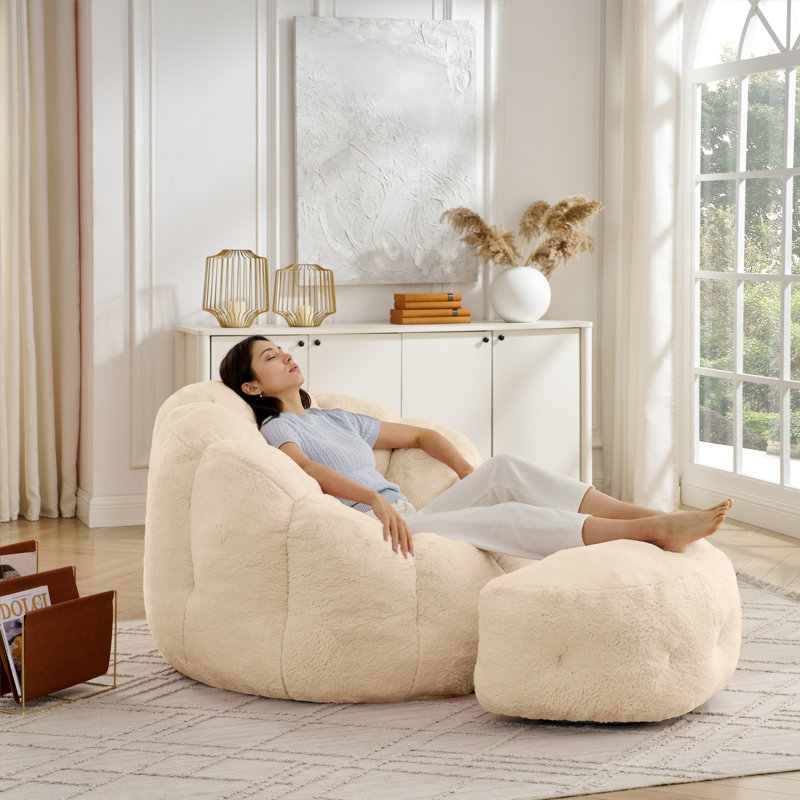 Fauteuil à billes et méridienne avec repose-pieds 3 en 1 46 po Elaine , Chameau