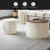 2-Piece Set Round Chenille Storage Ottoman, Equipped With A Drum Shaped Small Stool, Storage Space, And MDF Made Desktop Panel