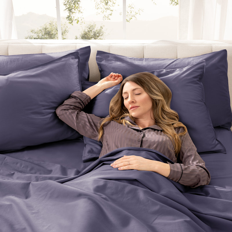 400 Thread Count Sateen Sheet Set, Queen Sheet Set with 2 Pillowcases, Dusty Purple