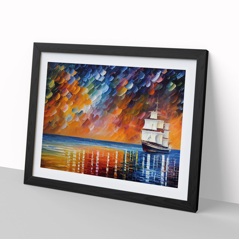 Ship on the Horizon - Framed Print, Black, 46cm H x 64cm W x 2cm D