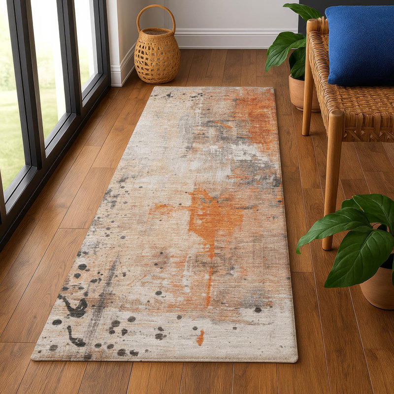 Premium Machine Washable Mayfield AMF1840 Abstract Rug, Runner 2'3" x 7'6"