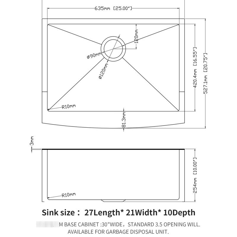 Gunmetal Black Kitchen Sink 27", Stainless Steel 16G, Facilitates Quick Drying, 27X21x10 Inch 27" Sink, Enhances Functionality,