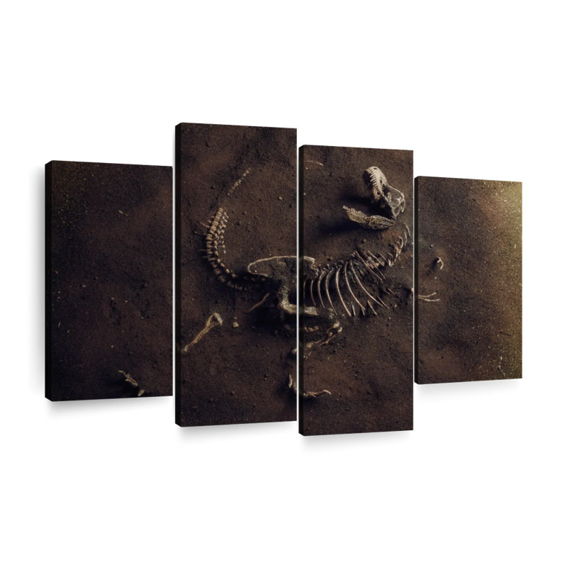 " Dinosaur Skeleton " 4 - Pieces, 32" H x 52" W x 1.25" D