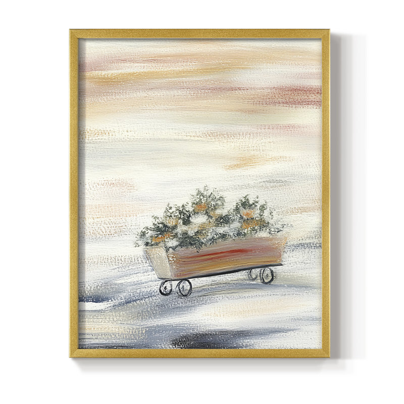 «Christmas Holiday Art CCXLI», reproduction d'art encadrée - bois massif, H 21 po x l 17 po, Doré