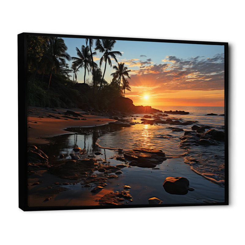 «Amande Beach Tropical Vibes X III», reproduction sur toile, H 30 po x l 40 po, Cadre flottant noir