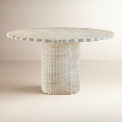 Tov Furniture Blossom Washed Travertine Finish Indoor / Outdoor 54" Round Dining Table