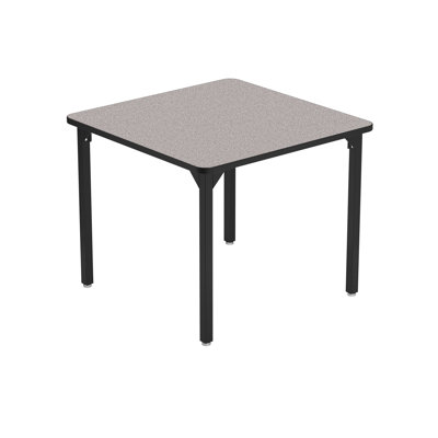 Table d'activité robuste à hauteur fixe, carrée 36 po, noyau en panneau de particules / moulure en T, structure noire