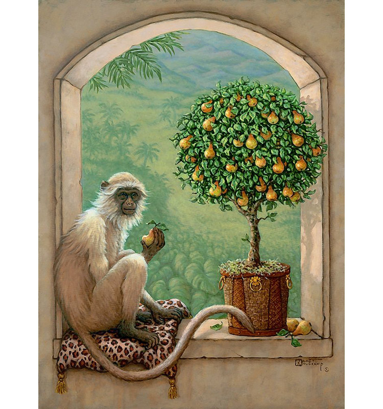 Impression de singe et poirier par Janet Kruskamp (24 x 36) 54200