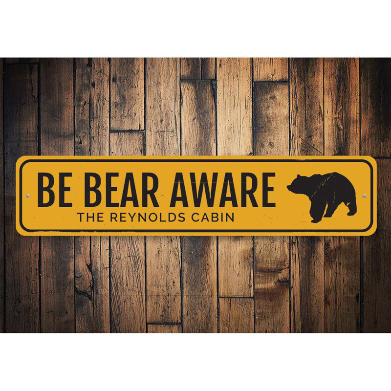 Plaque en aluminium Be Bear Aware, H 4 po x l 18 po x P 0,04 po, Oui