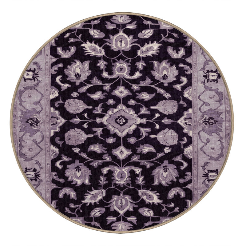 Tapis beige surteint lavable à la machine, Rond 3 pi