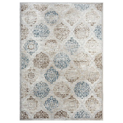 Tapis ivoire à motif géométrique