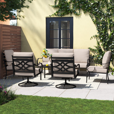 Ensemble de conversation pour 7 personnes avec coussins Arriona
