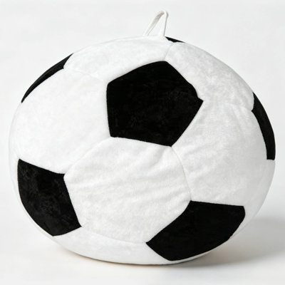 Pouf sphérique en peluche de soccer, pouf en peluche courte avec poignée de transport intégrée pour la chambre et le salon