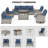 10-Piece Outdoor Patio Sectional Conversation Set With Fire Pit Table And Swivel Rocker Chairs-1864721407