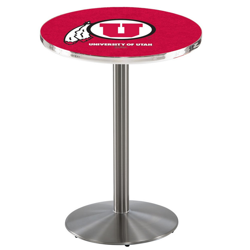Round Metal Base Dining Table, Stainless Steel, University of Utah