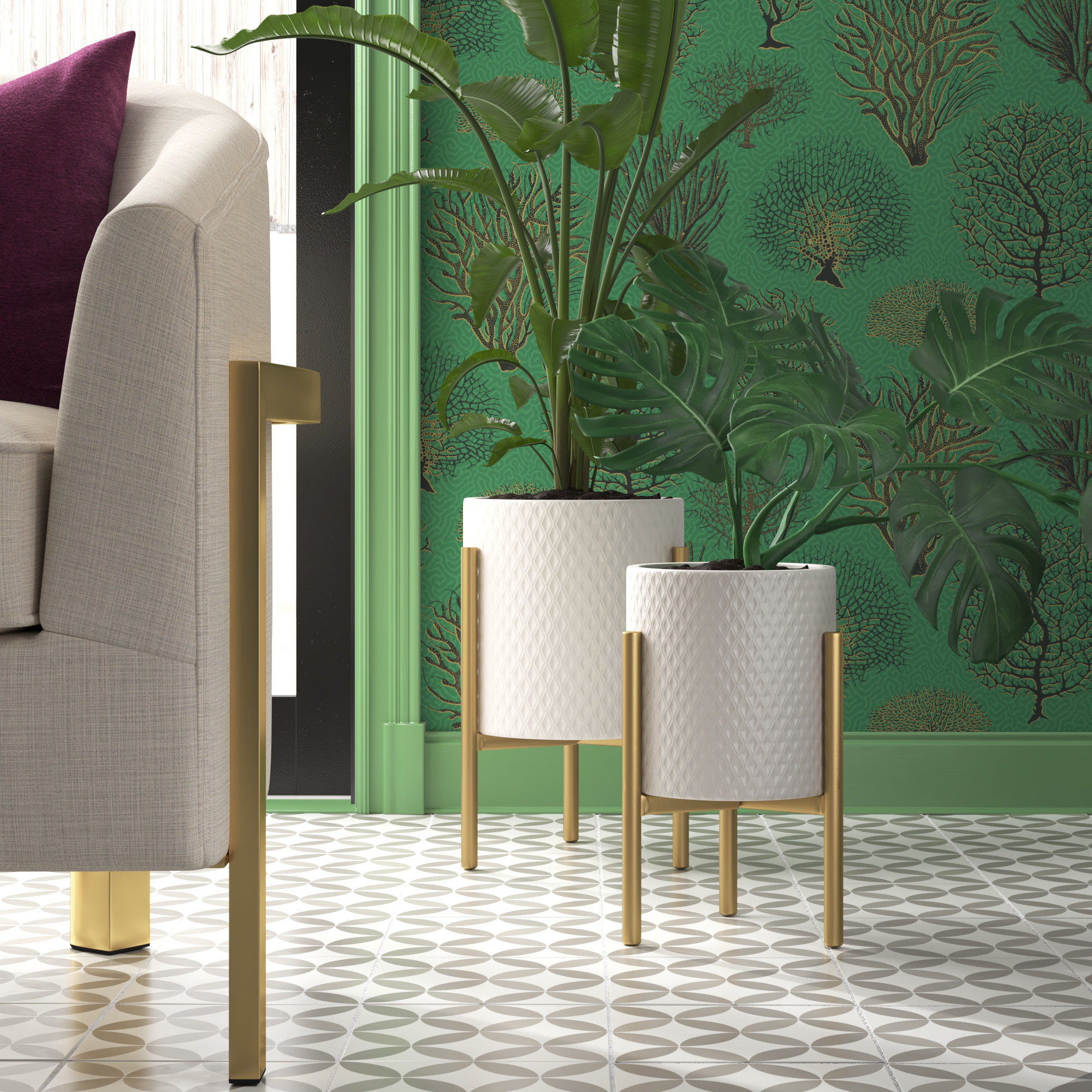 Etta Avenue™ Gianna Round Metal Modern Indoor Pot Planter Set & Reviews