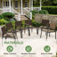 Chaises de salle à manger d'extérieur empilables en aluminium avec finition grain de bois (ensemble de 6)-131298519