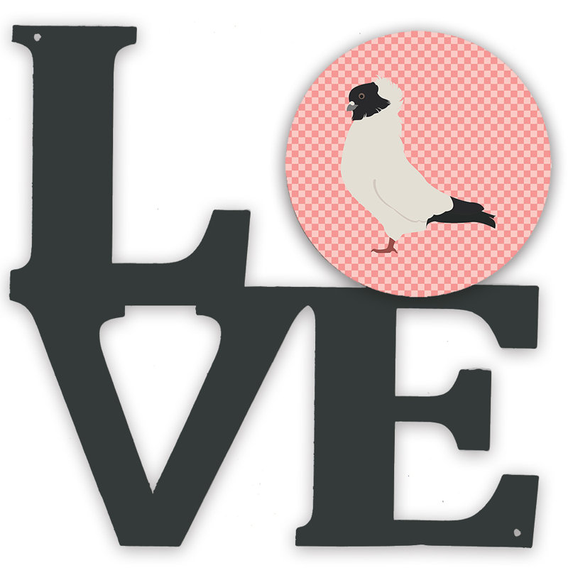 Décoration murale en métal love pigeon noun, Rose