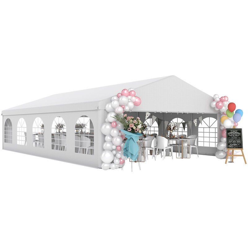 Heavy Duty Carport & Party Tent 16' x 32' with Removable Sidewalls and Double Doors, Large Canopy Tent, Sun Shade Shelter, for Parties, Wedding, Outdoor Events, BBQ