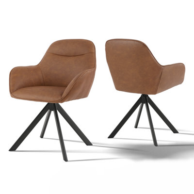 48.5cm H Vintage Faux Leather Dining Chairs