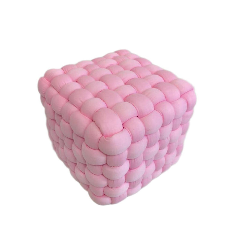 Pink Fabric Cube Ottoman, pink