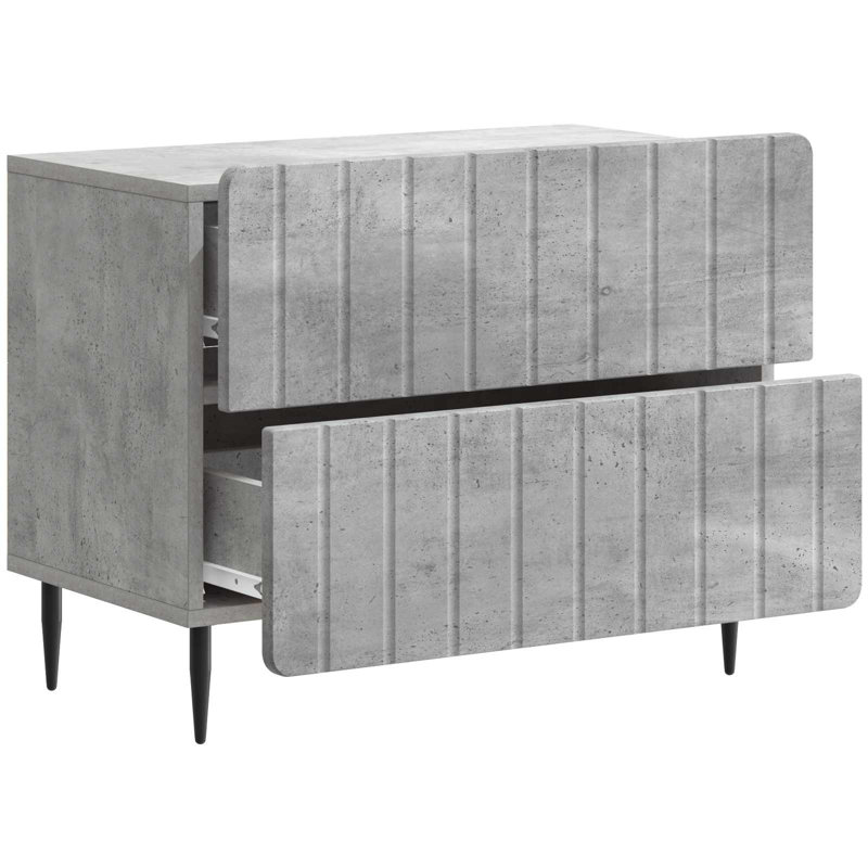62cm W Manufactured Wood Bedside Table, Concrete Grey