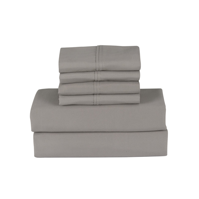 Rayon From Bamboo 6 Piece 1800 Thread Count Smart Pocket Sheet Set, Taupe, King Sheet Set with 5 Additional Pieces