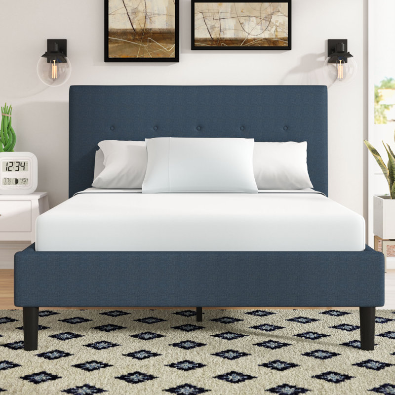 Eleonora Upholstered Bed Frame with Button-Tufted Headboard, Double (4'6)