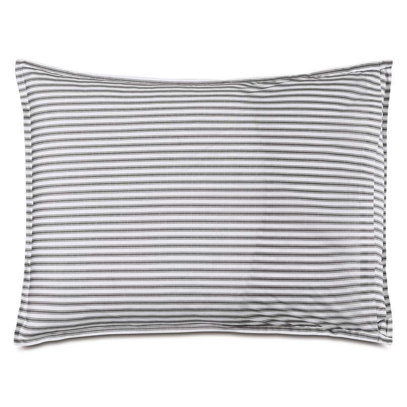Blass Ticking Cotton Striped Sham by Alexa Hampton, Black, Queen