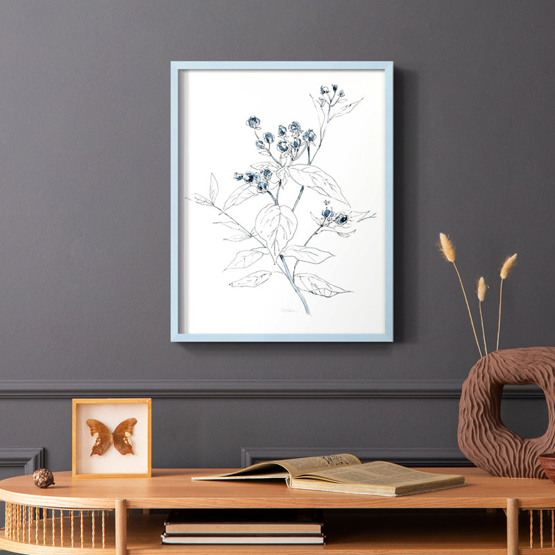 Indigo S croquis I, reproduction encadrée - bois massif, Cadre simple bleu, H 10 po x l 8 po