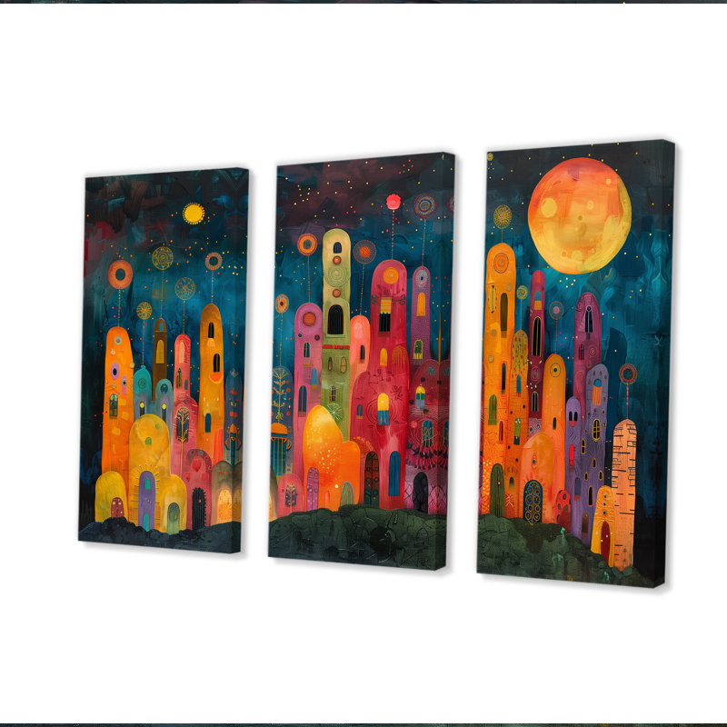 Elina - Ensemble d'impressions murales tours, H 28 po x l 36 po x P 1 po, Toile tendue