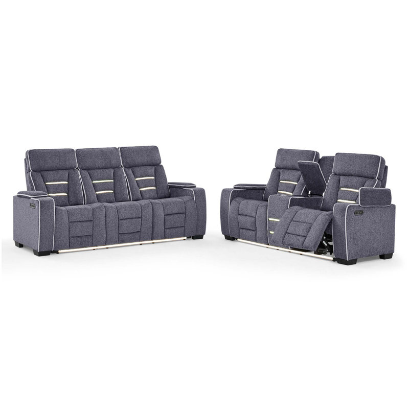 Causeuse inclinable avec accoudoirs de rangement et console centrale Console