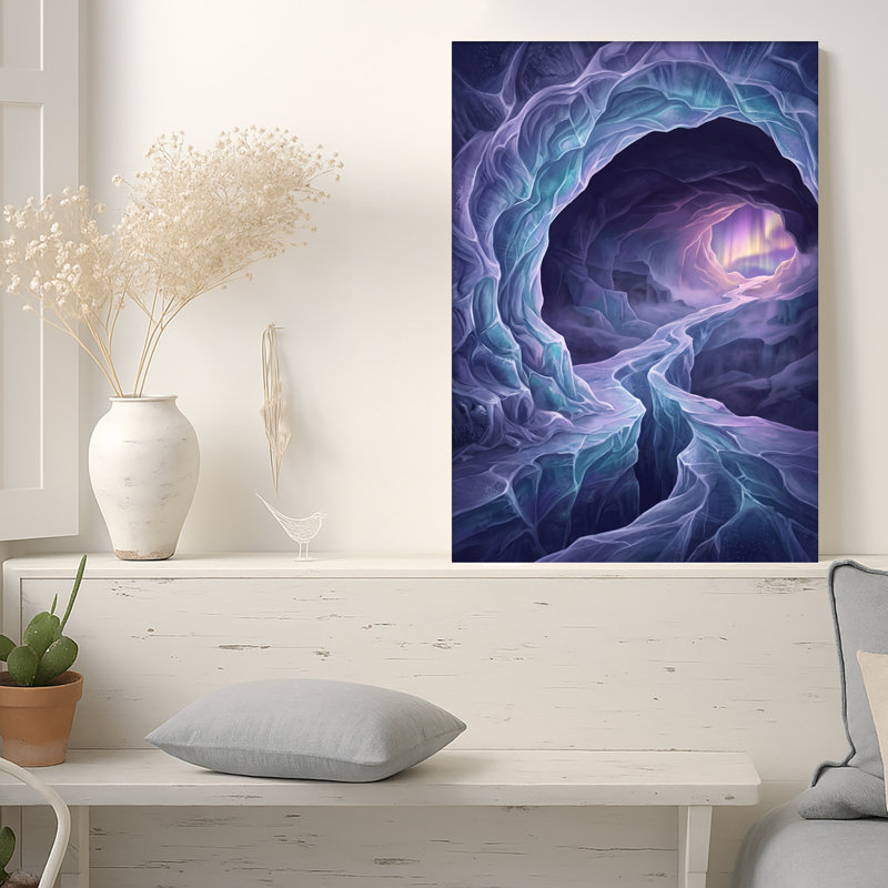 Art mural sur toile Mystical Ice Cave Tunnel, H 48 po x l 32 po