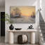 «Winter Sunset Cabin Landscape», art de chambre à coucher, reproduction d'art sur toile encadrée-132863481-132863476